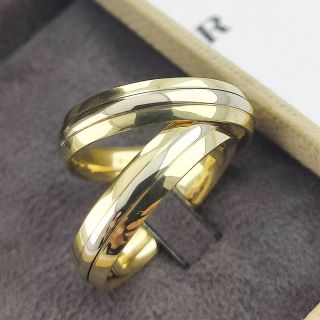 Aliança de Bodas Bélgica 5mm Ouro Amarelo/Branco 18K