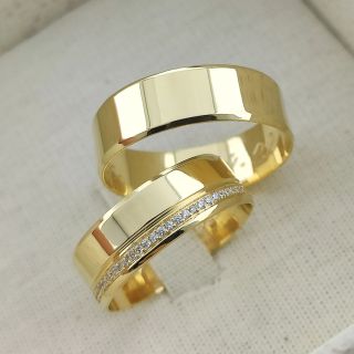 Aliança de Bodas Comores 6mm Ouro Amarelo/Branco/Rosé 18K Zircônias