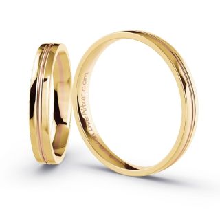 Aliança de Bodas Dacar 3mm Ouro Amarelo/Rosé 18K c/ Zircônias