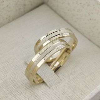 Aliança de Bodas Fina Brunei 4mm Ouro Amarelo/Branco 18K retas