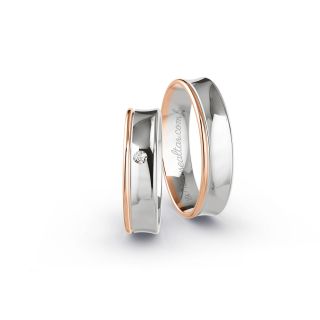 Aliança de Bodas Fina Cairo 3mm Ouro Branco/Rosé 18K Zircônias