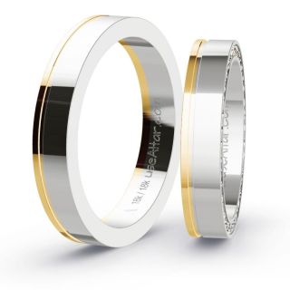 Aliança de Bodas Fina Helsínque 4mm Ouro Amarelo/Branco 18K Zircônias