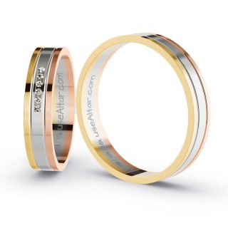 Aliança de Bodas Fina Lilôngue 4mm Ouro Amarelo/Branco/Rosé 18K