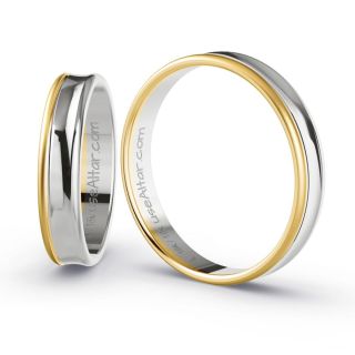 Aliança de Bodas Fina Lisboa 4mm Ouro Amarelo/Branco 18K