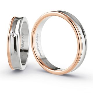 Aliança de Bodas Maldivas 5mm Ouro Branco/Rosé 18K c/ Zircônias