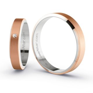 Aliança de Bodas Marrocos 5mm Ouro Branco/Rosé 18K c/ Zircônias