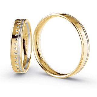 Aliança de Bodas Paris 4mm Ouro Amarelo/Branco 18K c/ Zircônias