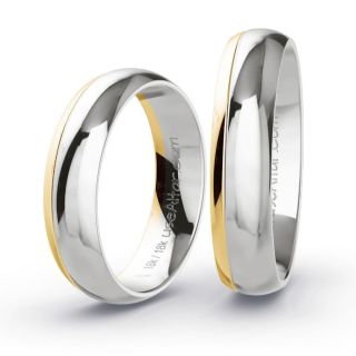 Aliança de Bodas Porto Príncipe 5mm Ouro Amarelo/Branco 18K