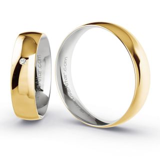 Aliança de Bodas Santiago 5mm Ouro Amarelo/Branco 18K Zircônias