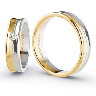 Aliança de Bodas São Domingos 5mm Ouro Amarelo/Branco 18K Zircônias