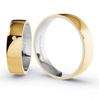 Aliança de Bodas São Marinho 5mm Ouro Amarelo/Branco 18K c/ Zircônias