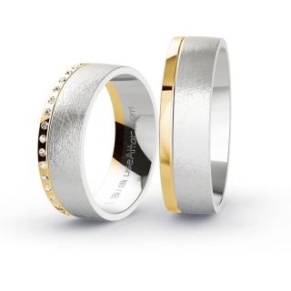 Aliança de Bodas Varsóvia 6mm Ouro Amarelo/Branco 18K c/ Zircônias