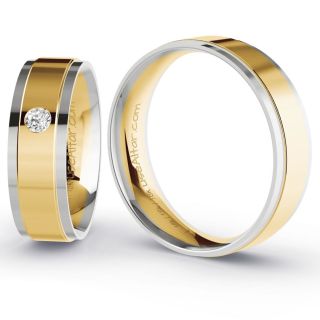 Aliança de Bodas Washington 6mm Ouro Amarelo/Branco 18K