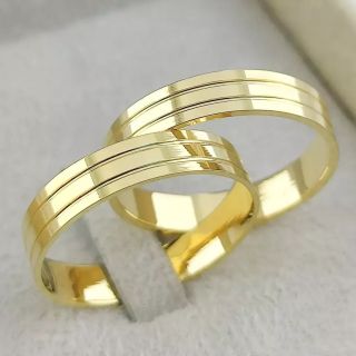 Aliança de Casamento Fina Bianca Ouro 18K 4mm retas