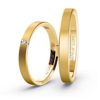 Aliança de Casamento Fina Campala Ouro 18K 3mm retas c/ Zircônias