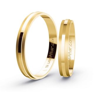 Aliança de Casamento Fina Cartum Ouro 18K 3mm Anatômica retas