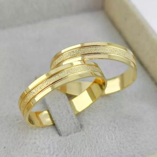 Aliança de Casamento Fina Celeste Ouro 18K 4mm retas