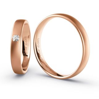 Aliança de Casamento Fina Díli 3mm Ouro Rosé 18K c/ Zircônias