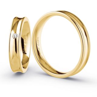 Aliança de Casamento Fina Lusaca Ouro 18K 4mm Anatômica c/ Zircônias