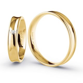 Aliança de Casamento Fina Luxemburgo Ouro 18K 4mm Anatômica c/ Zircônias