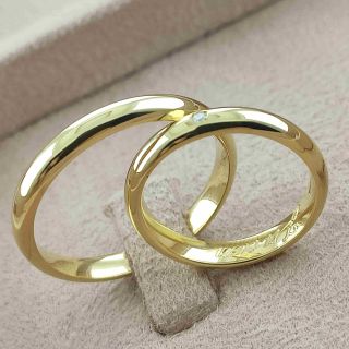 Aliança de Casamento Fina Salvador Ouro 18K 3mm Abaulada c/ Zircônia