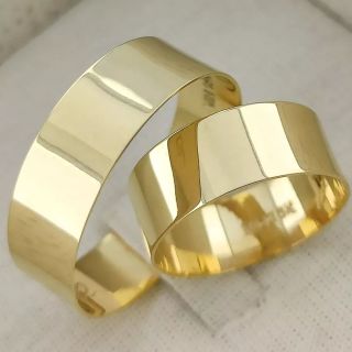 Aliança de Casamento Larga Arwen Ouro 18K 7mm retas