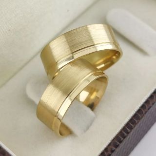 Aliança de Casamento Larga Islândia Ouro 18K 7mm Anatômica retas