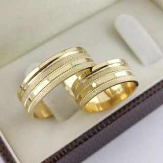 Aliança de Casamento Larga Lesoto Ouro 18K 8mm retas Semi Anatômica