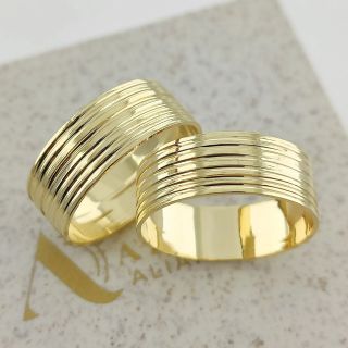 Aliança de Casamento Larga Maria Ouro 18K 7mm retas