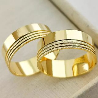 Aliança de Casamento Larga Meili Ouro 18K 7mm retas