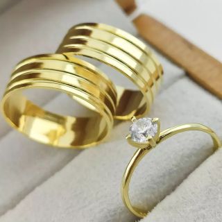 Aliança de Casamento Larga Niko Ouro 18K 7mm retas