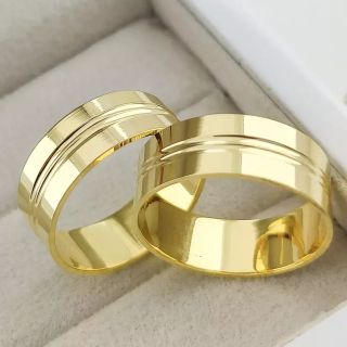 Aliança de Casamento Larga Nina Ouro 18K 7mm retas