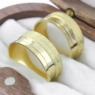 Aliança de Casamento Larga Oki Ouro 18K 8mm retas