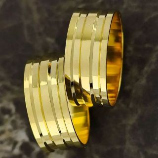 Aliança de Casamento Larga Rúbia Ouro 18K 8mm retas