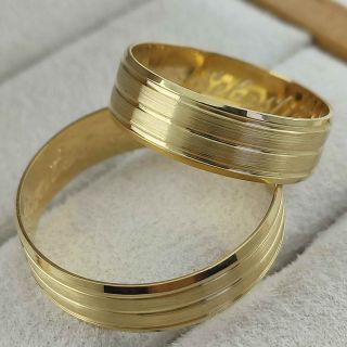 Aliança de Casamento Larga Tunísia Ouro 18K 8mm retas