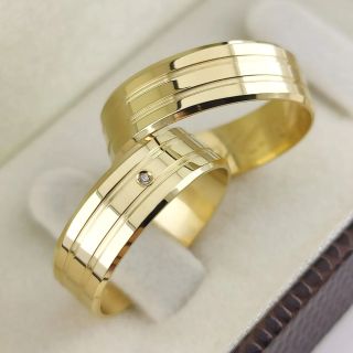 Aliança de Casamento Tradicional Bacabal Ouro 18K 6mm retas c/ Zircônias