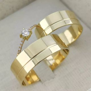 Aliança de Casamento Tradicional Calen Ouro 18K 6mm retas