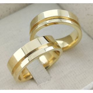 Aliança de Casamento Tradicional Croácia Ouro 18K 6mm retas