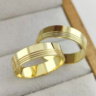 Aliança de Casamento Tradicional Eva Ouro 18K 5mm retas