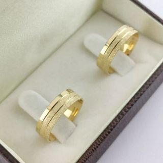 Aliança de Casamento Tradicional Honduras Ouro 18K 5mm retas Semi Anatômica