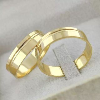 Aliança de Casamento Tradicional Huian Ouro 18K 5mm retas