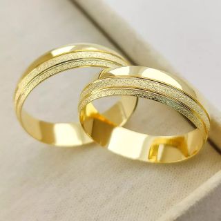 Aliança de Casamento Tradicional Jin Ouro 18K 5mm Abaulada