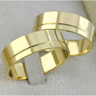 Aliança de Casamento Tradicional Kay Ouro 18K 6mm retas