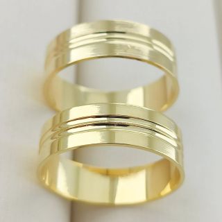 Aliança de Casamento Tradicional Kiyoko Ouro 18K 6mm retas