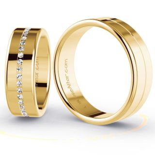 Aliança de Casamento Tradicional Krypton Ouro 18K 6mm Abaulada c/ Zircônias