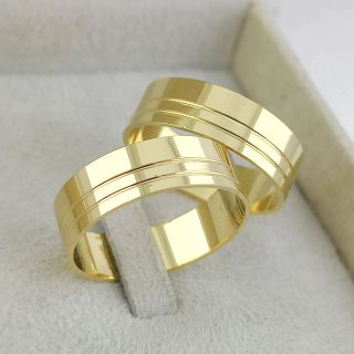 Aliança de Casamento Tradicional Lana Ouro 18K 6mm retas