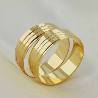 Aliança de Casamento Tradicional Lifen Ouro 18K 6mm retas