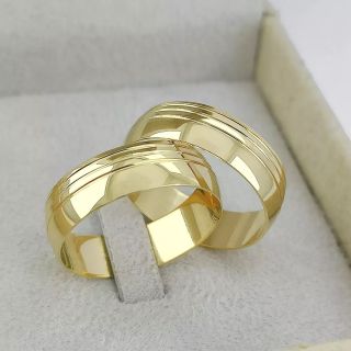 Aliança de Casamento Tradicional LiMei Ouro 18K 6mm Abaulada