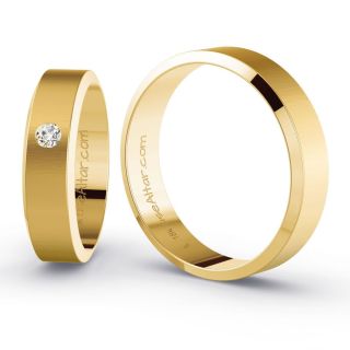 Aliança de Casamento Tradicional Pristina Ouro 18K 5mm retas c/ Zircônias