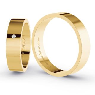 Aliança de Casamento Tradicional São Tomé Ouro 18K 5mm retas c/ Zircônias